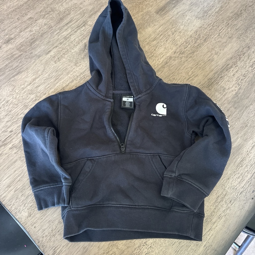 Carhartt Kids Dark Navy Hooded Half-Zip Sweatshirt